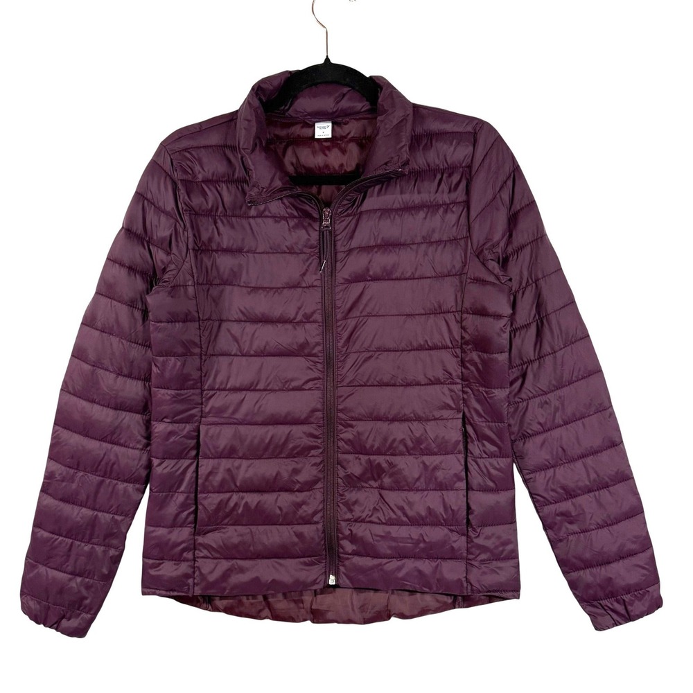 Old Navy Active S Quilted Puffer Jacket Purple Lightweight Full Zip Outdoor Warm
